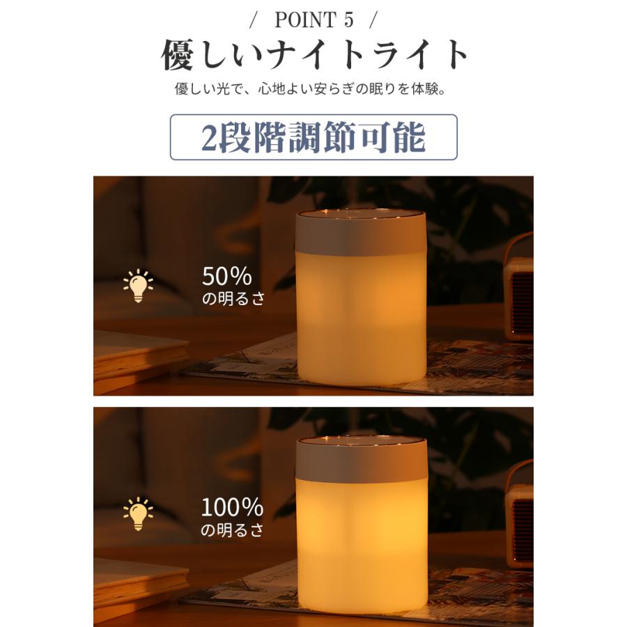 加湿器 卓上 コードレス 加湿器 600ml LEDライト付 大容量 静音 2モード調節 上部給水 超音波式 ミニ 加湿器 おしゃれ USB給電 乾燥対策 連続加湿約18時間｜lama｜11