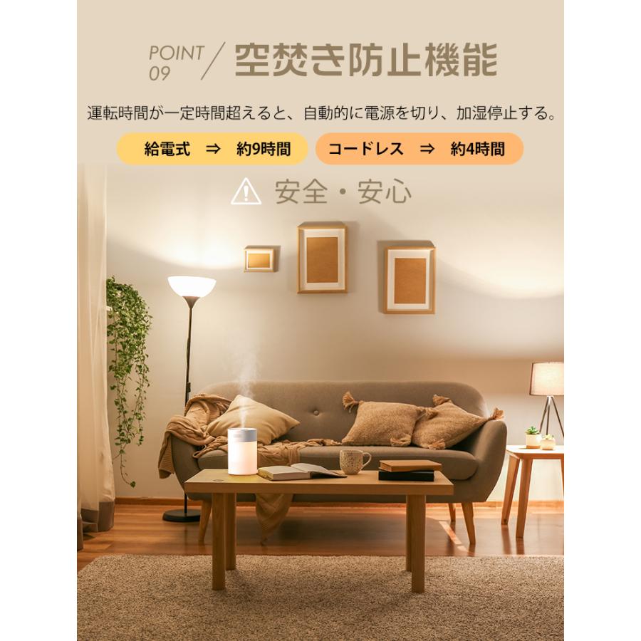 タイマー付きの小型おしゃれなコードレス超音波式加湿器 楽天市場】☆1年間保証☆加湿器 卓上 小型 コードレス おしゃれ 超音波