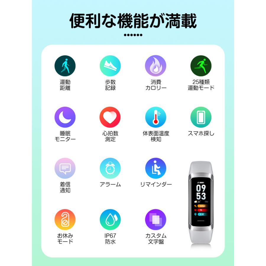5%OFFクーポン スマートウォッチ 24時間健康管理 心拍数 温度検知 血中