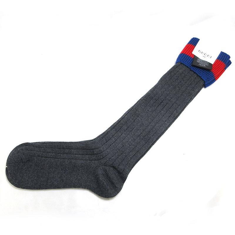 最新情報 グッチ Gucci メンズ 靴下 ロング ハイ ソックス シェリーライン 表記 サイズ M 未使用 ウール グレー タグ付き イタリア製 4299 古着 驚きの安さ Www Muslimaidusa Org