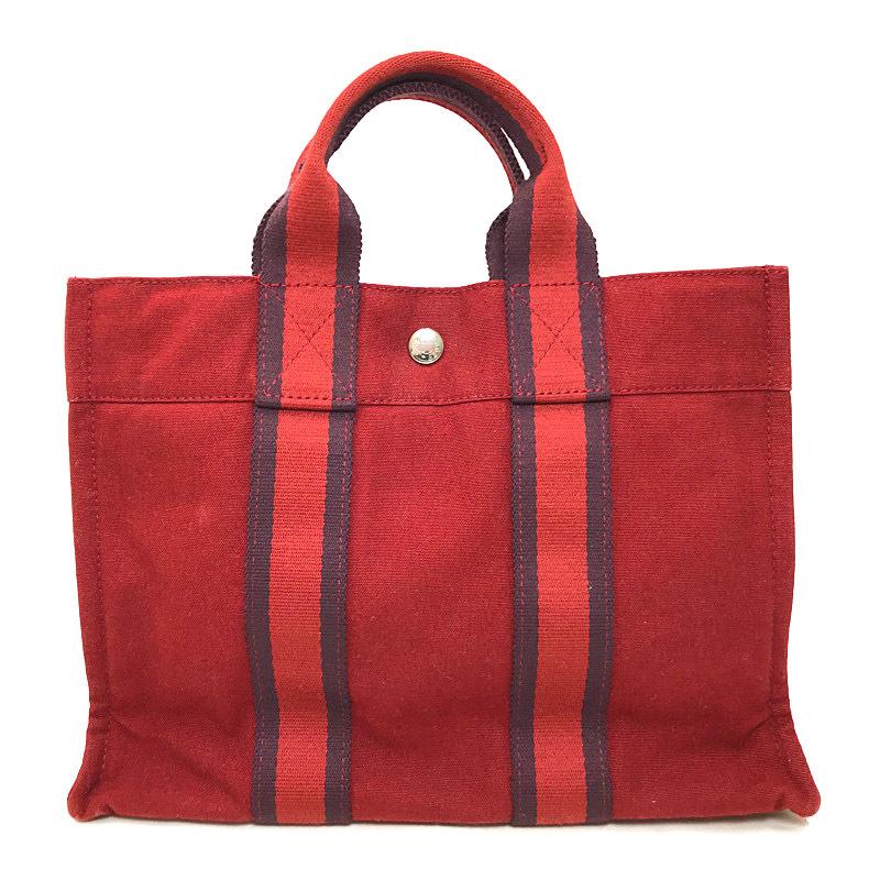 安心の定価販売 エルメス Hermes フールトゥpm ハンド トート バッグ コットン 綿 100 キャンバス レッド ストライプ レディース メンズ 美品 中古 即納特典付き Lewisfamilyinsurance Com