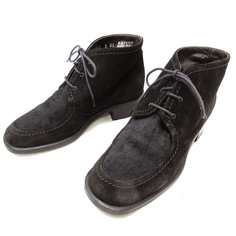 中古 美品 古着 BALLY バリーショートブーツ ハラコレザー ダーク 