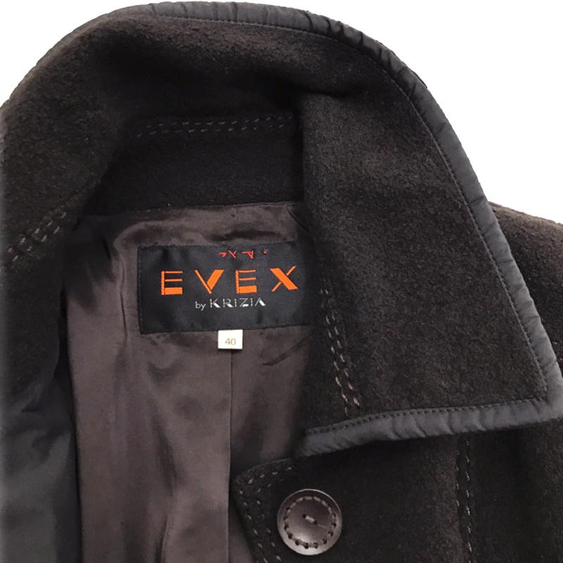 中古 美品 古着 EVEX by KRIZIA エヴェックスバイクリツィア レディース ウール アンゴラ 羊毛 コート レディース ブラウン サイズ40｜lamarque0503｜03