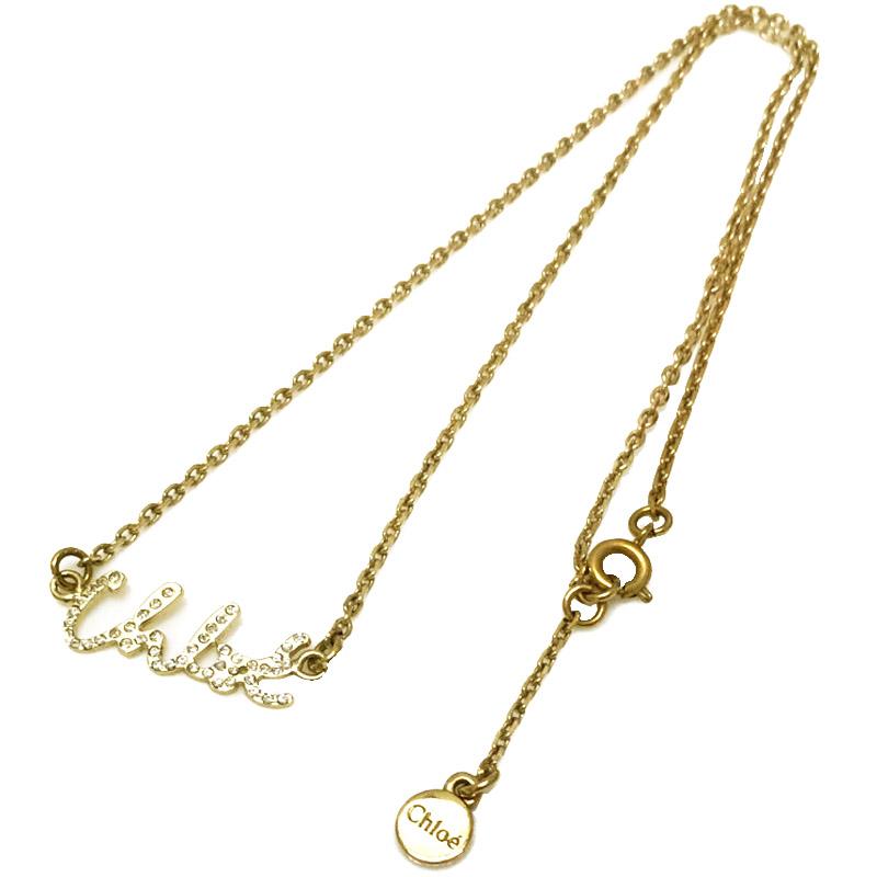 クロエ ネックレス ロゴ ゴールド ストーン レディース ジュエリー アクセサリー 中古 Chloe｜lamarque0503｜02