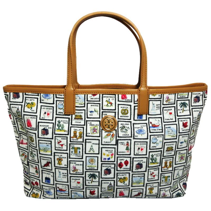 □ トリーバーチ TORY BURCH トート バッグ 切手柄(世界の国 □ トリーバーチ TORY BURCH トート バッグ 切手柄(世界の国