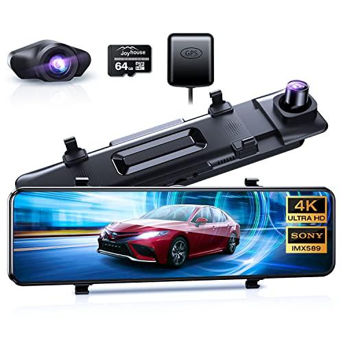 4K画質&SONY IMX589センサー ドライブレコーダー ミラー型 前後2カメラ