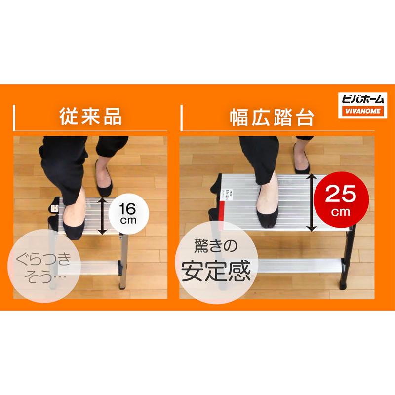 在庫限り」超広幅 踏み台 2段 幅600mm 折りたたみ式 NSG6054SG アーク