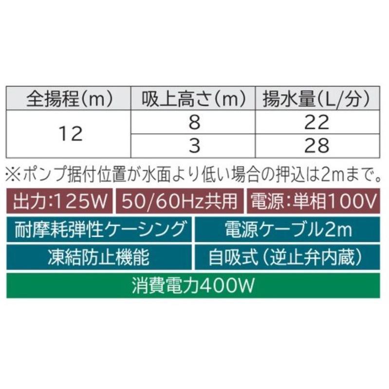 日立 インバーター浅井戸用ポンプ 圧力強(つよし)くん WT-P125Y