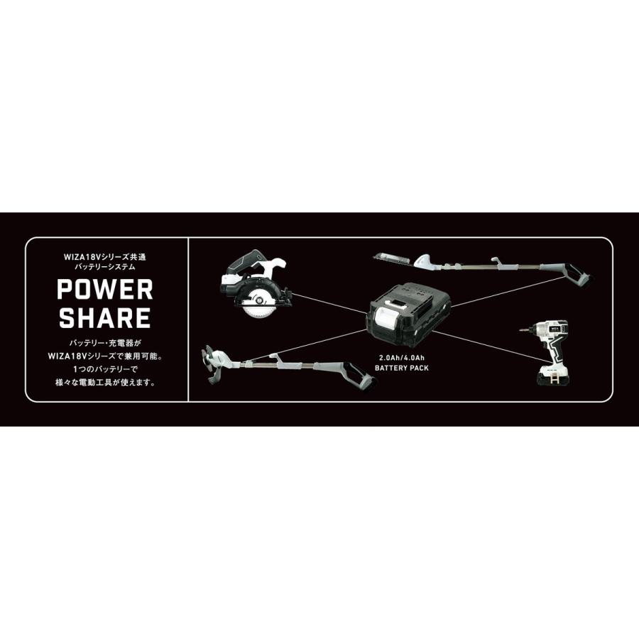 ウイザ WIZA 18V 充電式伸縮グラストリマー バッテリー・充電器