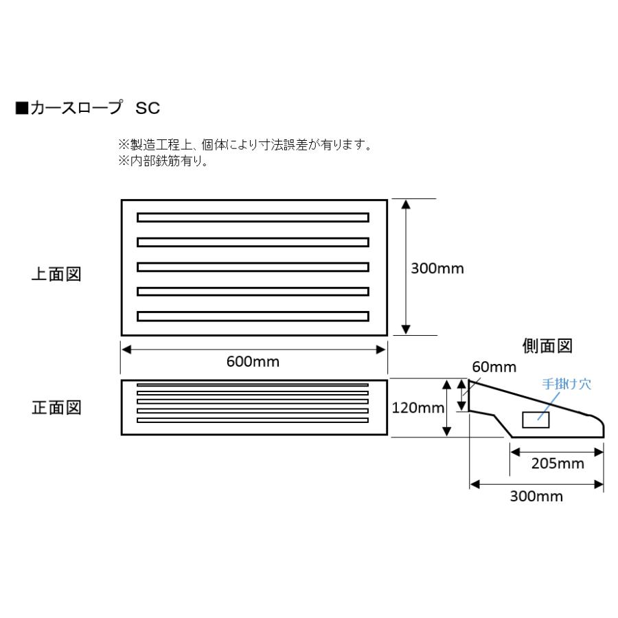 ネクスタイル コンクリートカースロープ ステップ 600×300×H120mm ×2個