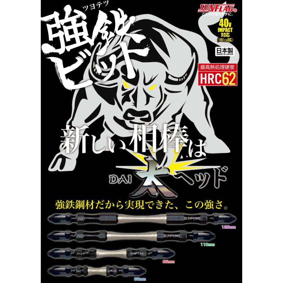 サンフラッグ 強鉄ビット 太ヘッド 2本組 +2x85mm THS-2085 : Arclands