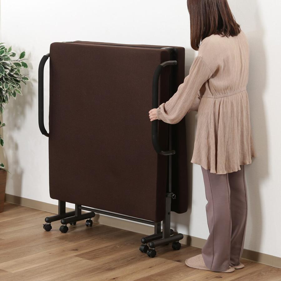 不二貿易 低反発折りたたみベッド フリーロック42段 高床 SU-080T-H