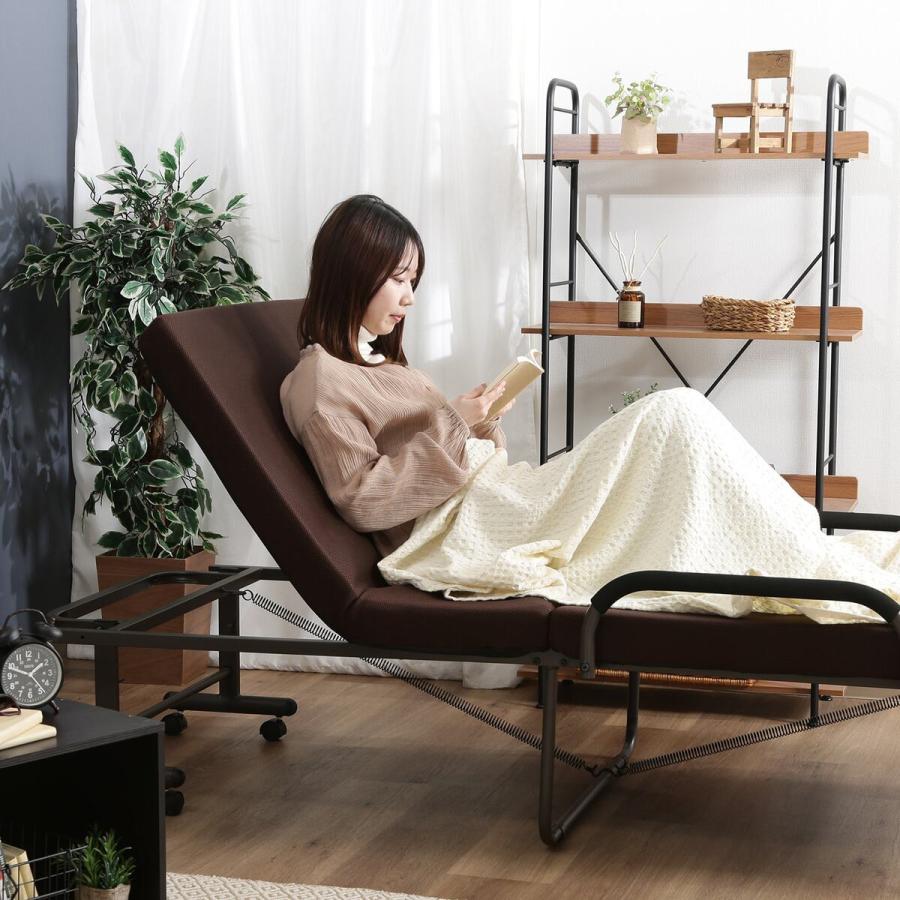 折りたたみベッド 不二貿易 低反発折りたたみベッド フリーロック42段 高床 SU-080T-H