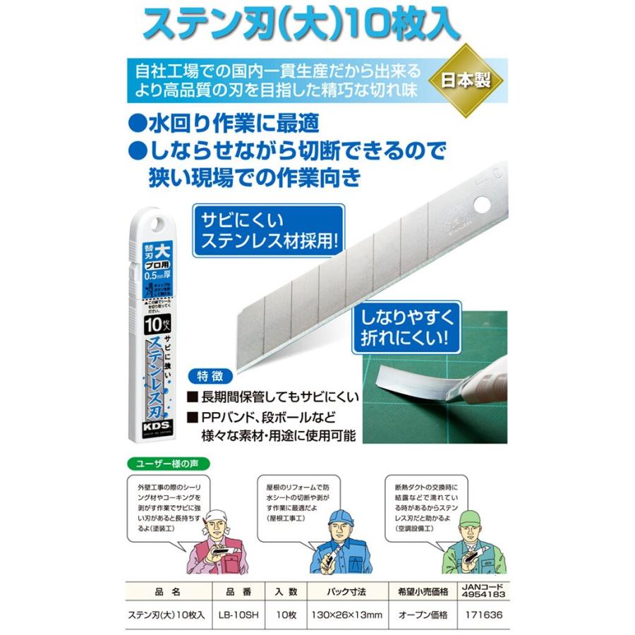 ムラテックKDS ステンレス刃 カッター替刃 大 プロ用 0.5mm厚 10枚入 