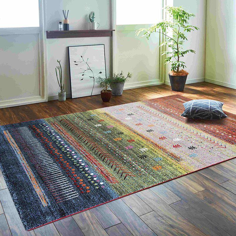 トルコ製 ウィルトンラグ マリア 133×190cm グリーン 耐久性のあるラグ