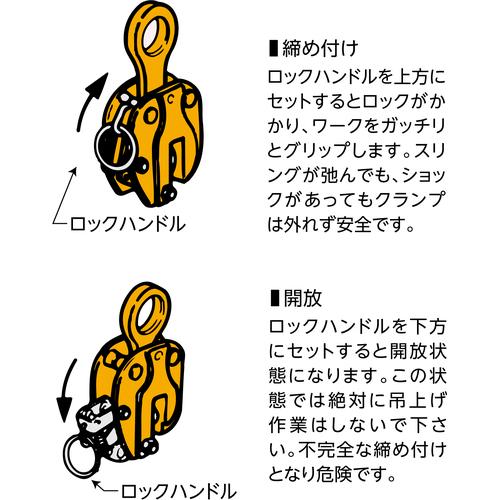 スーパーツール タテ吊クランプ ロックハンドル式 基本使用荷重1t 
