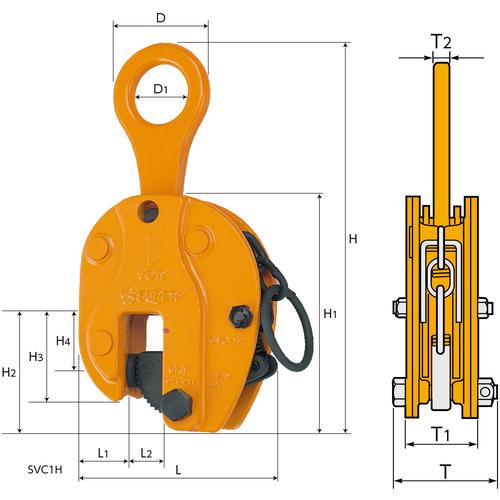 スーパーツール タテ吊クランプ ロックハンドル式 基本使用荷重1t 