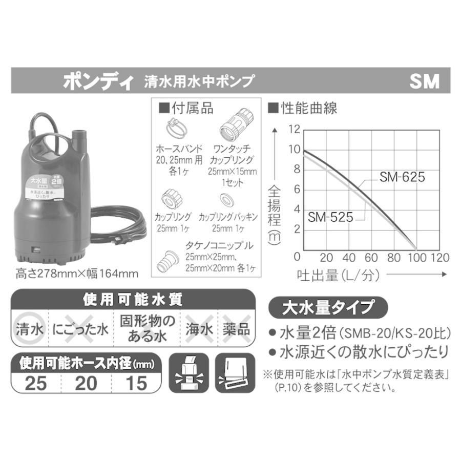 工進ポンディー（清水用水中ポンプ）SM-625商品番号4971770341517 工進 SM-625 清水用水中ポンプ ポンディ 口径25ミリ 50HZ