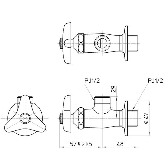 サンエイ SANEI アングル化粧バルブ 共用形 JV24A-13 : Arclands