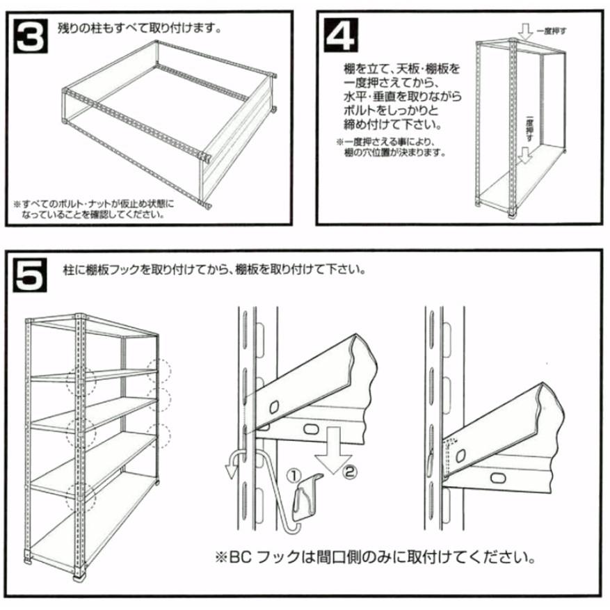 法人限定」福富士 スチールラック 130kgタイプ 幅1520×奥行475×高さ