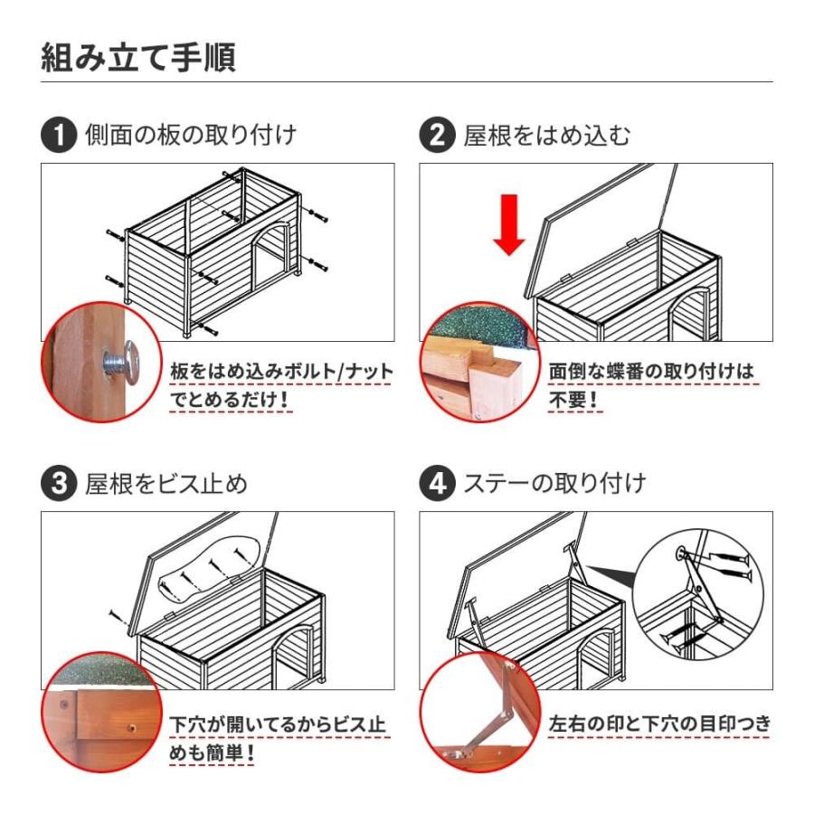 犬小屋 片屋根木製犬舎 Mサイズ 屋外 中型犬 DHW1018-M 組立品 アーク