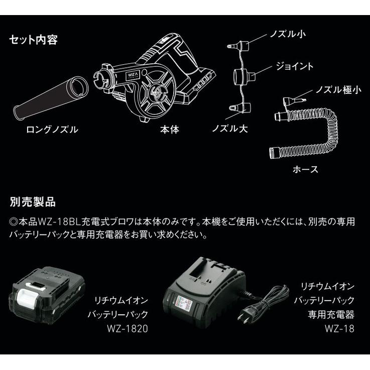 ウイザ WIZA 18V 充電式ブロワー WZ-18BL 本体のみ アークランズ