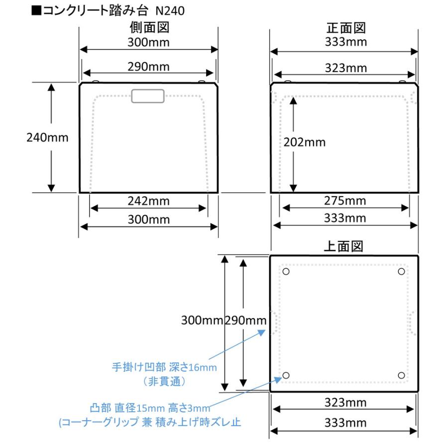 ネクスタイル コンクリート踏み台 333×300×H240mm N240 「メーカー直送