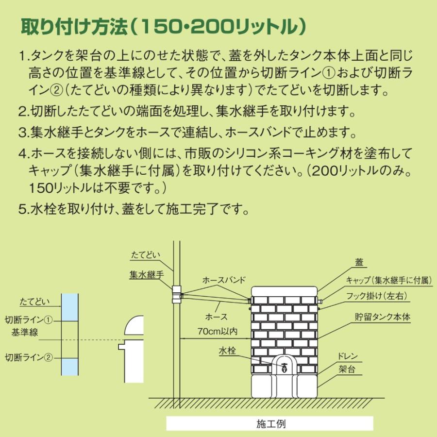 タキロン雨水貯留タンク 雨音くん [架台付] 200リットル 「ヤマト家財宅急便」｜lamd｜05