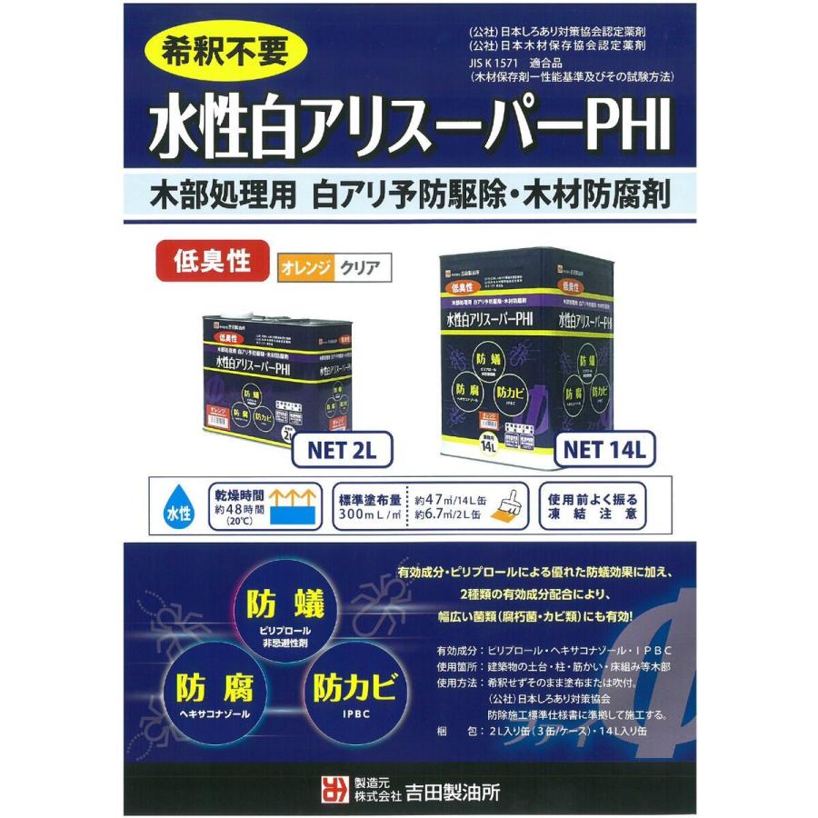 吉田製油所 水性白アリスーパーPHI クリア 14L : Arclands Online 