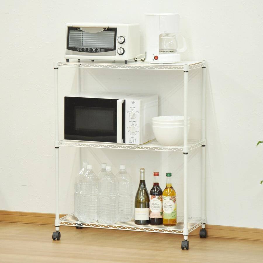 エイ・アイ・エス 19φスチールラックセット3段 キャスター付 ホワイト