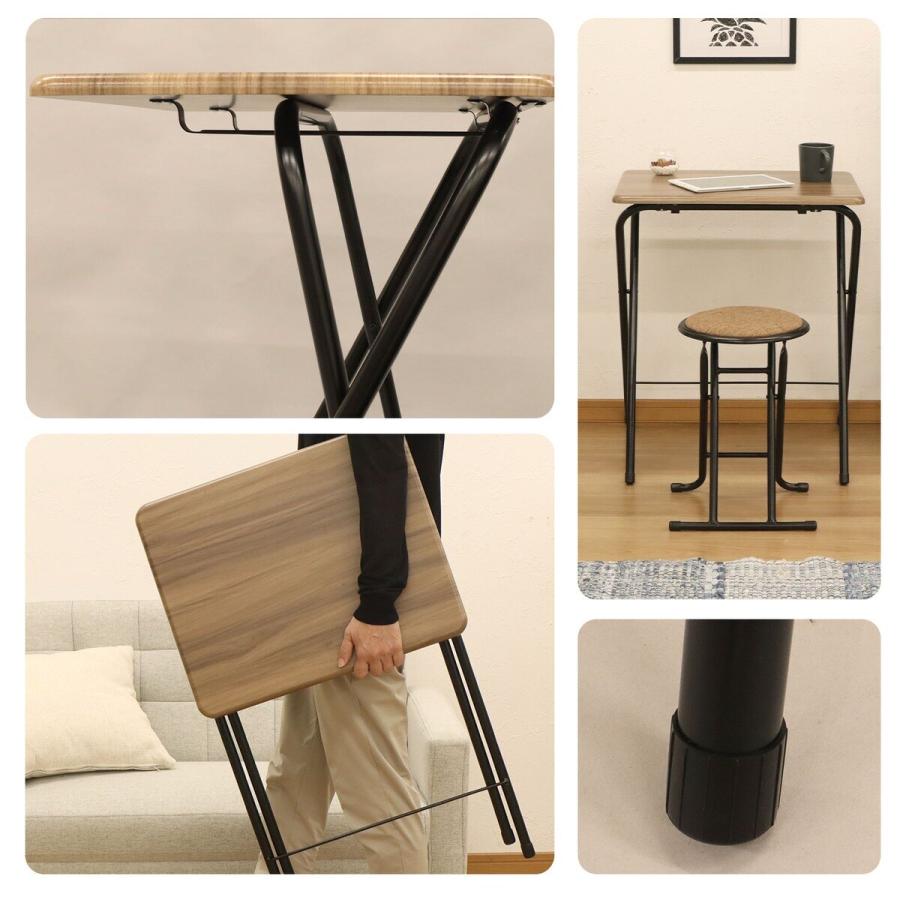 折りたたみテーブルチェアセット 高さ２段階 ブラウンウッド調 アウトドア アルミ ピクニック テーブル チェア セット 折りたたみ 高
