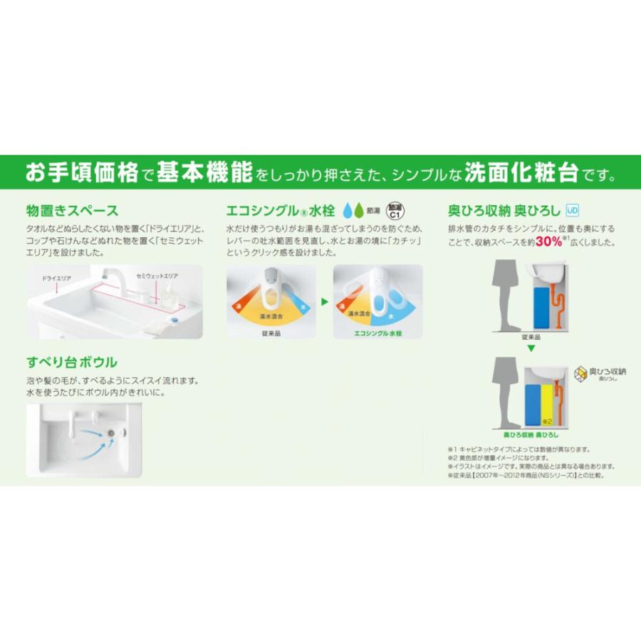 TOTO 洗面化粧台 2枚扉タイプ 間口750mm 一般地用 LDCG075BAGEN2A KE