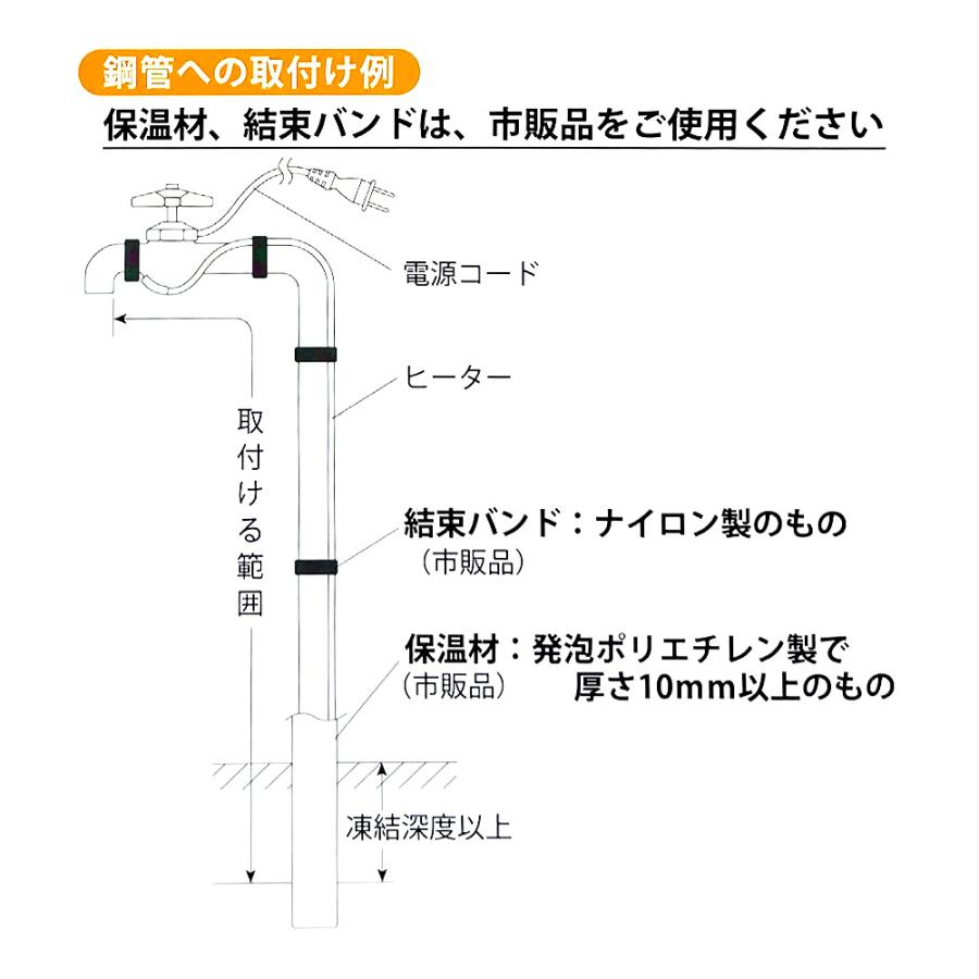 日本電熱 水道凍結防止帯 プラチナヒーター 樹脂管 銅管用 GMヒーター 2.0m GM-2｜lamd｜04