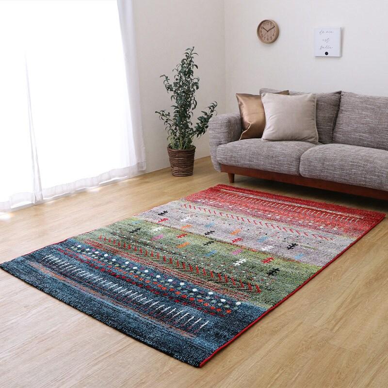 トルコ製 ウィルトンラグ マリア 133×190cm グリーン 耐久性のあるラグ