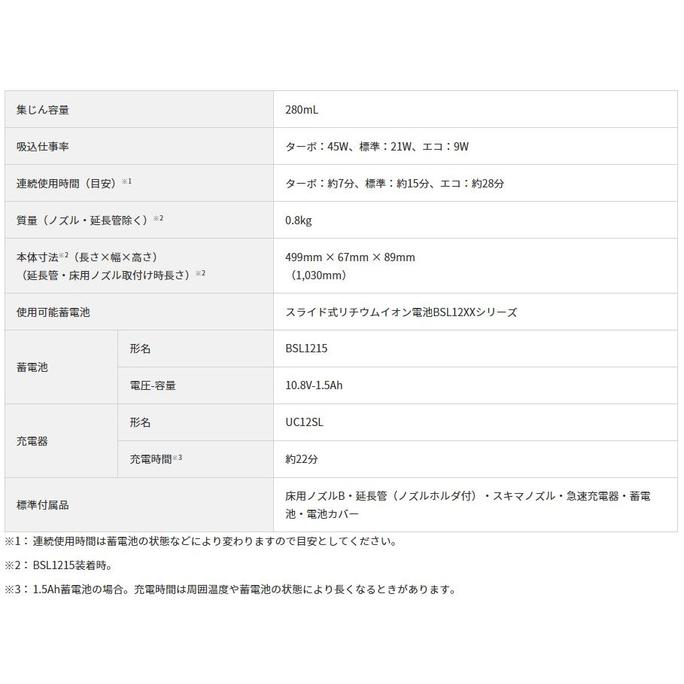 ハイコーキ HiKOKI 10.8V コードレスクリーナ バッテリー付 R12DB(ESB)の画像