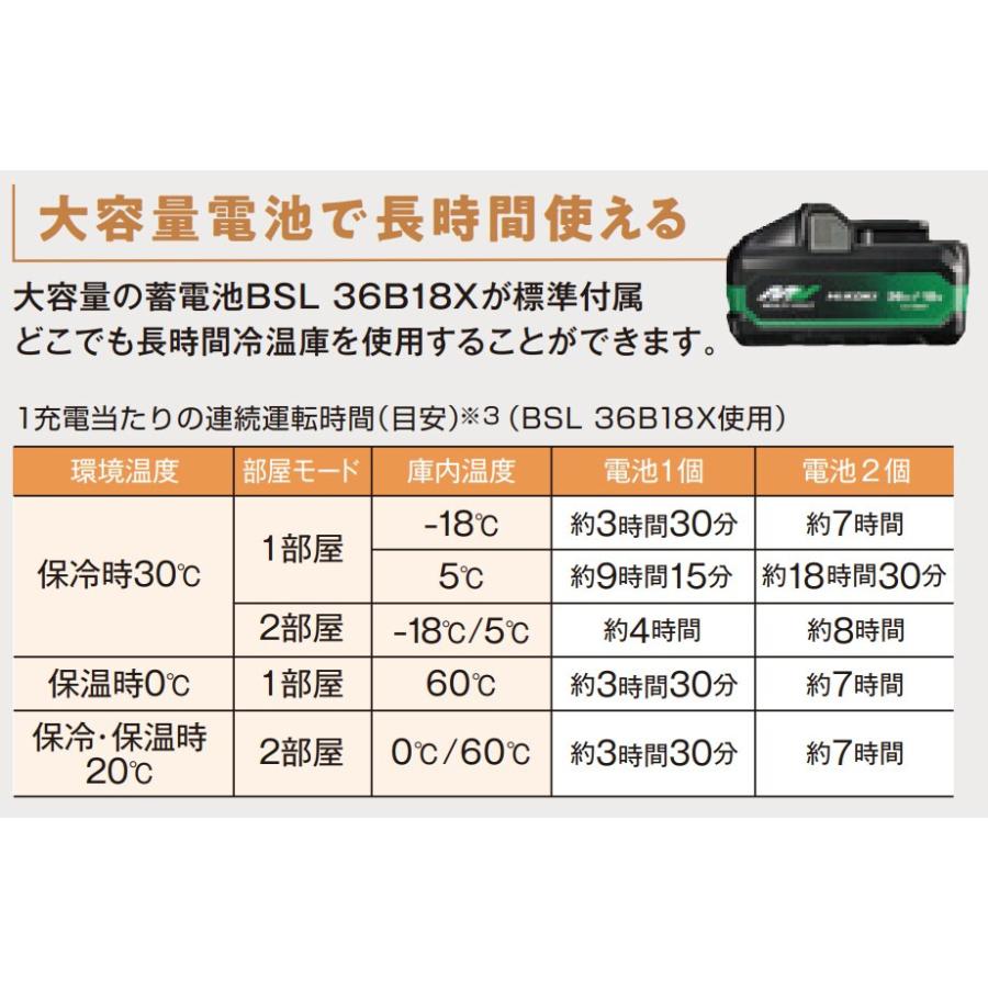 「蓄電池2個付き」ハイコーキ HiKOKI 18V コードレス冷温庫 25L サンドベージュ UL18DBA-WMBZ 蓄電池セット＋蓄電池BSL36A18X付の画像