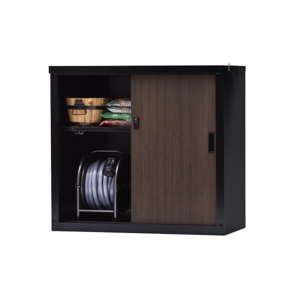 グリーンライフ 小型木目収納庫83 ブラック 幅89×奥行47×高さ83cm HSM-83BK 「メーカー直送・代引不可・置配不可」 | GREEN LIFE | 01