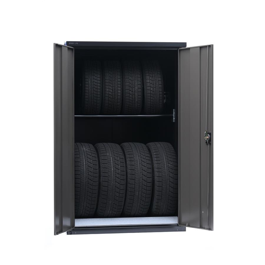 グリーンライフ 両扉式タイヤ収納庫 TBRT-162(BK/AGY) 「メーカー直送・代引不可・置配不可」 |  | 01