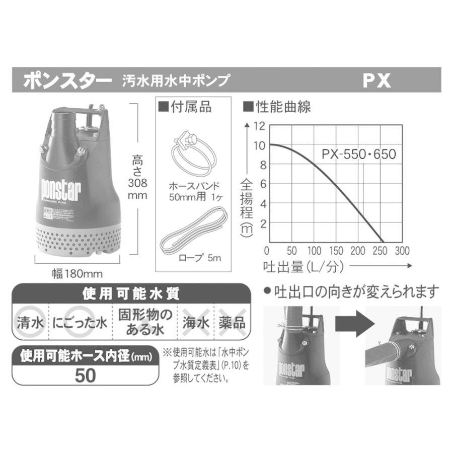 工進 汚水用水中ポンプ ポンスター PX-650 [60Hz/西日本専用]｜lamd｜02