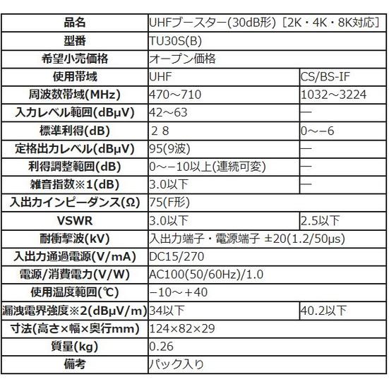 DXアンテナ UHFブースター 30dB形 卓上用 TU30S(B) : Arclands Online