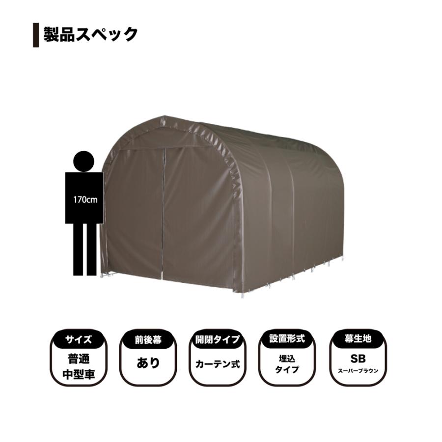 南栄工業　パイプ車庫　埋め込み式　軽用　「3梱包」　「大型便・時間指定不可」　2540USB