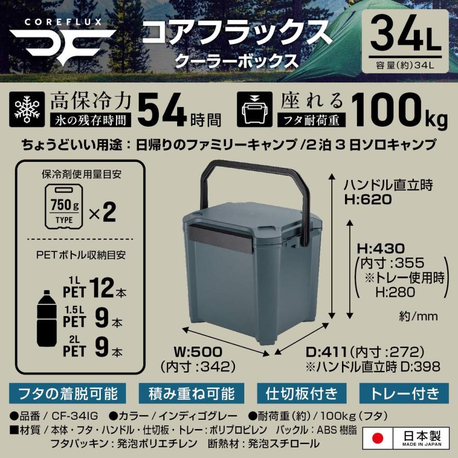 JEJアステージ COREFLUX クーラーボックス 大型 34L インディゴグレー