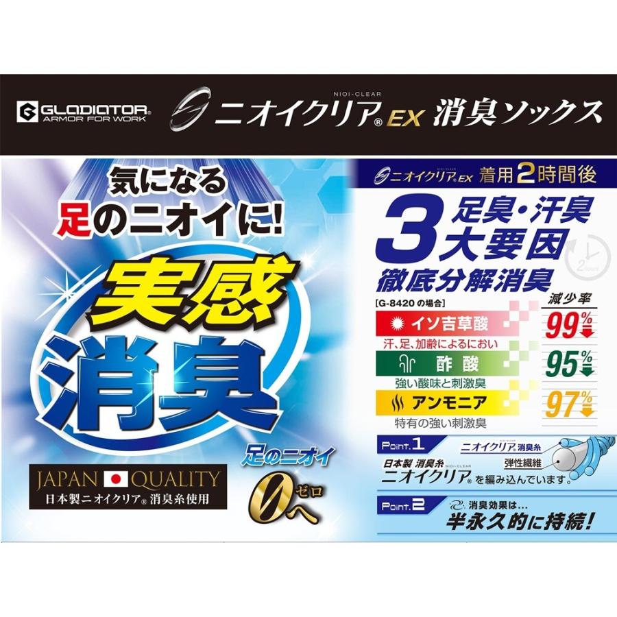 ニオイクリア×グラディエーター 作業靴下 ロークルー先丸 2P MIX F G-9261 ×5個 セット販売 |  | 04