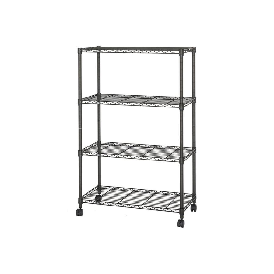 ルミナスノワール フリーラック 黒 4段 幅81×奥行41×高さ125.5cm NO8012-4×2台 セット販売 「メーカー直送・代引不可・置配不可」_1