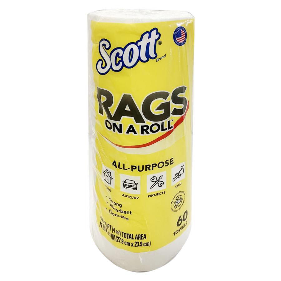 SCOTT（スコット） Rags ラグズ ホワイトロール 60カット 紙ウエス ×12個 ケース販売 : Arclands Online ...
