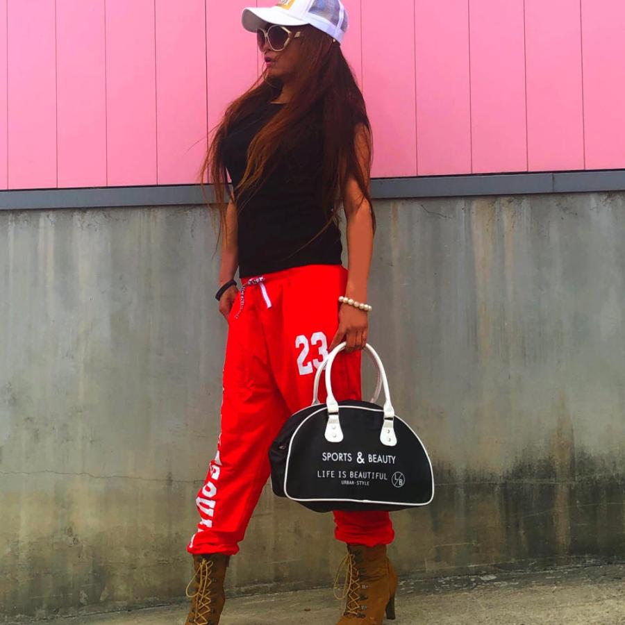 送料無料】スウェットパンツ レディース 23ロゴプリント 裾リブ