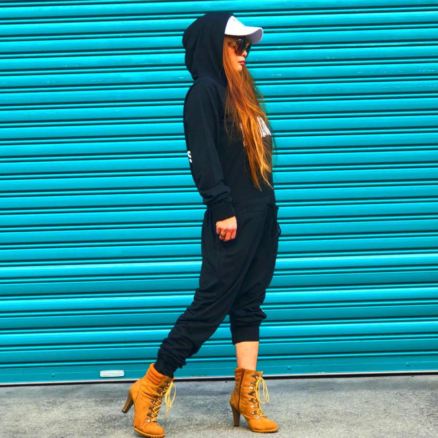 オールインワン ロゴ パーカー フード付き スウェット つなぎ