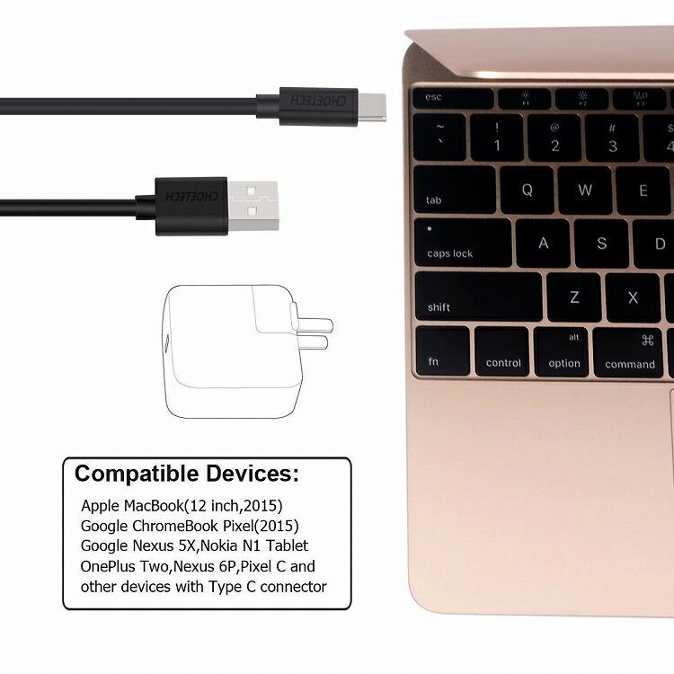 CHOETECH アンドロイド 充電ケーブル 2m AC0003 USB to Type-C 正規代理店USB Type C Type A Samsung Galaxy MacBook｜lamp｜03