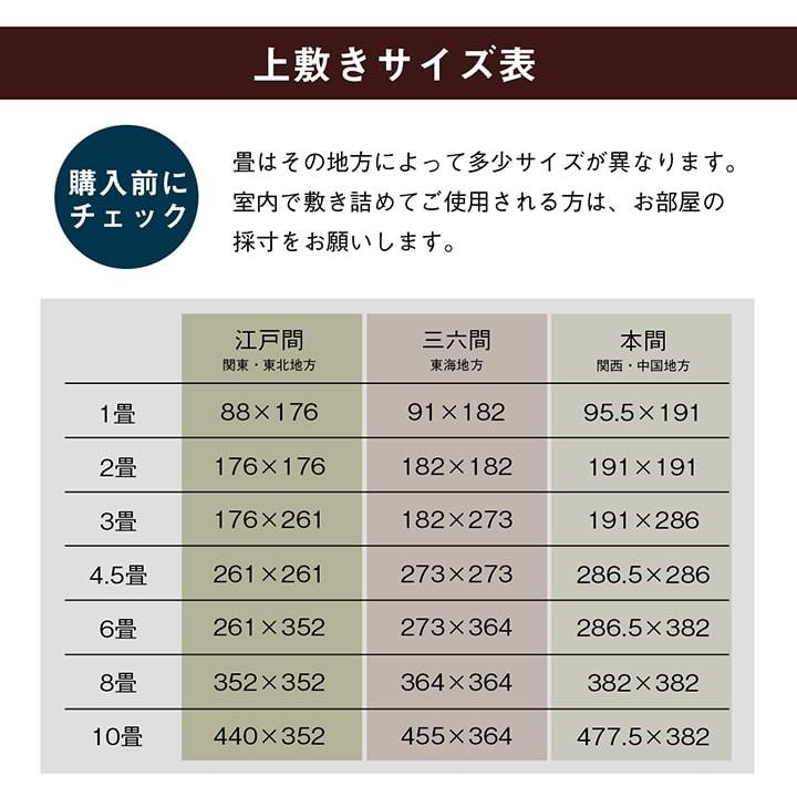 国産 日本製 い草 ござ 和室 上敷き カーペット 敷物 双目織 本間 3畳 約191×286cm