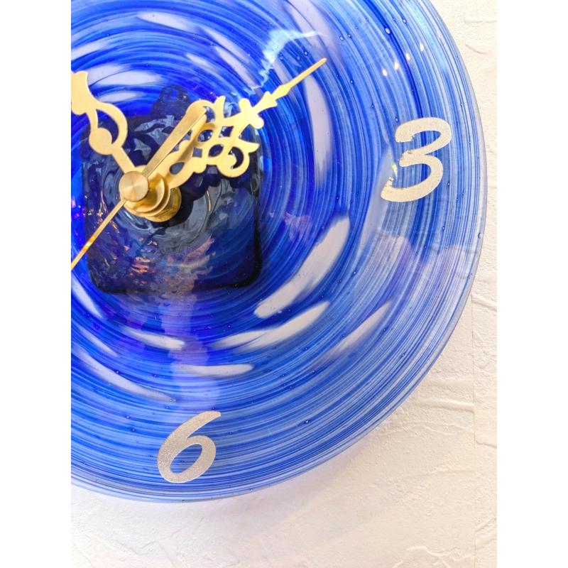 琉球ガラス掛け時計 wc-mituboshi5 三ツ星工房 沖縄 ウォールクロック